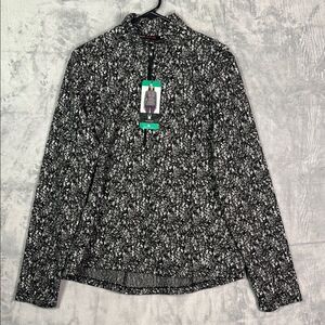 NWT New Spyder Active 1/4 Zip Black White Speckled Soft Pullover Size XL